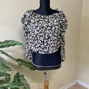 Billabong Ditzy Floral Off the Shoulder Crop Top Blouse Size M